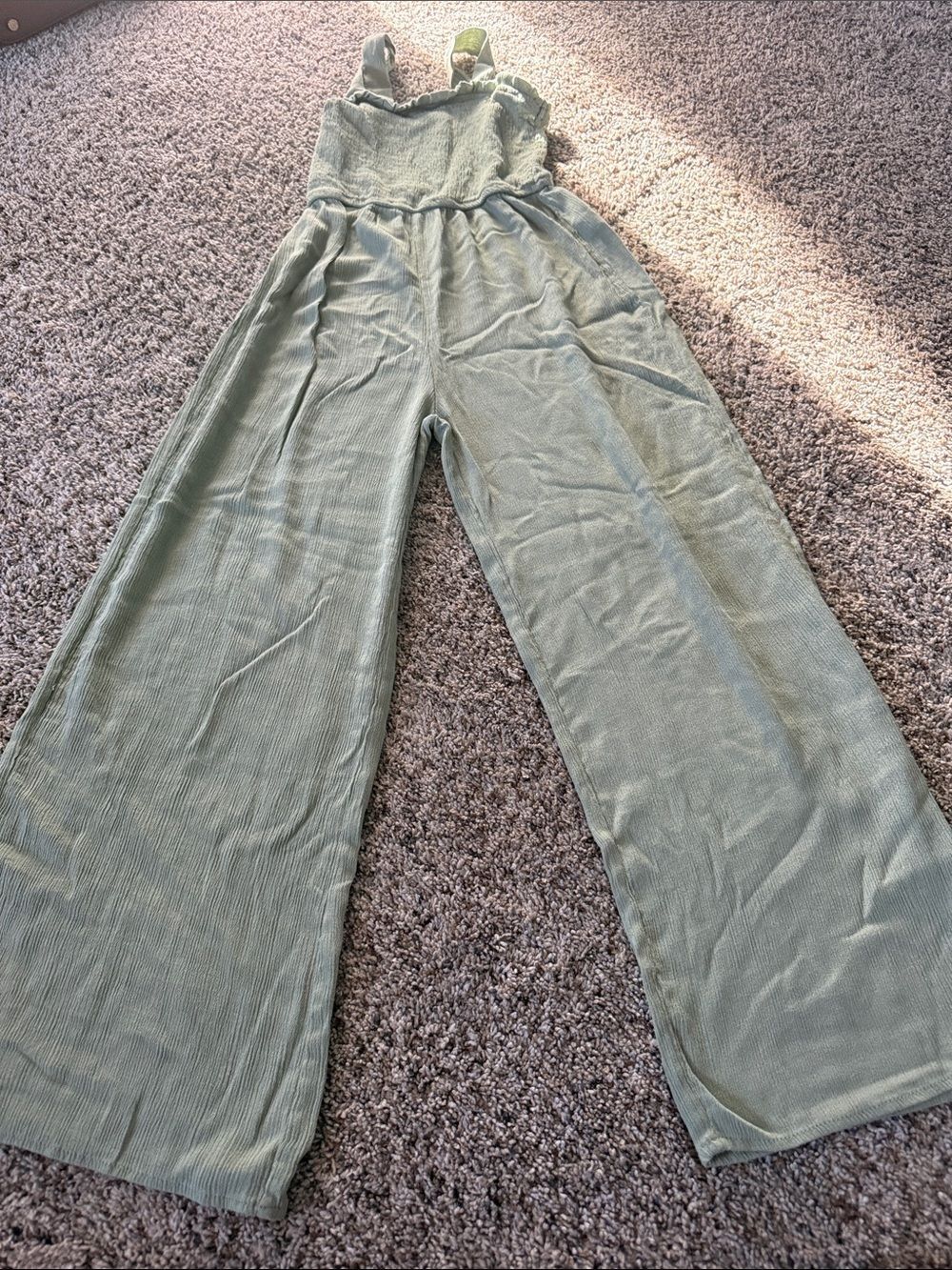 art class Sage Green Wide-Leg Smocked Jumpsuit